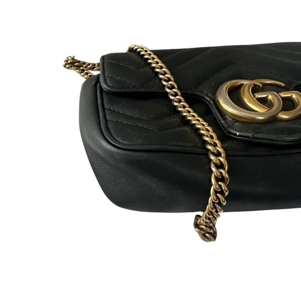 Gucci Black Quilted Crossbody Marmont mini bag Gold Chain - Picture 8 of 16